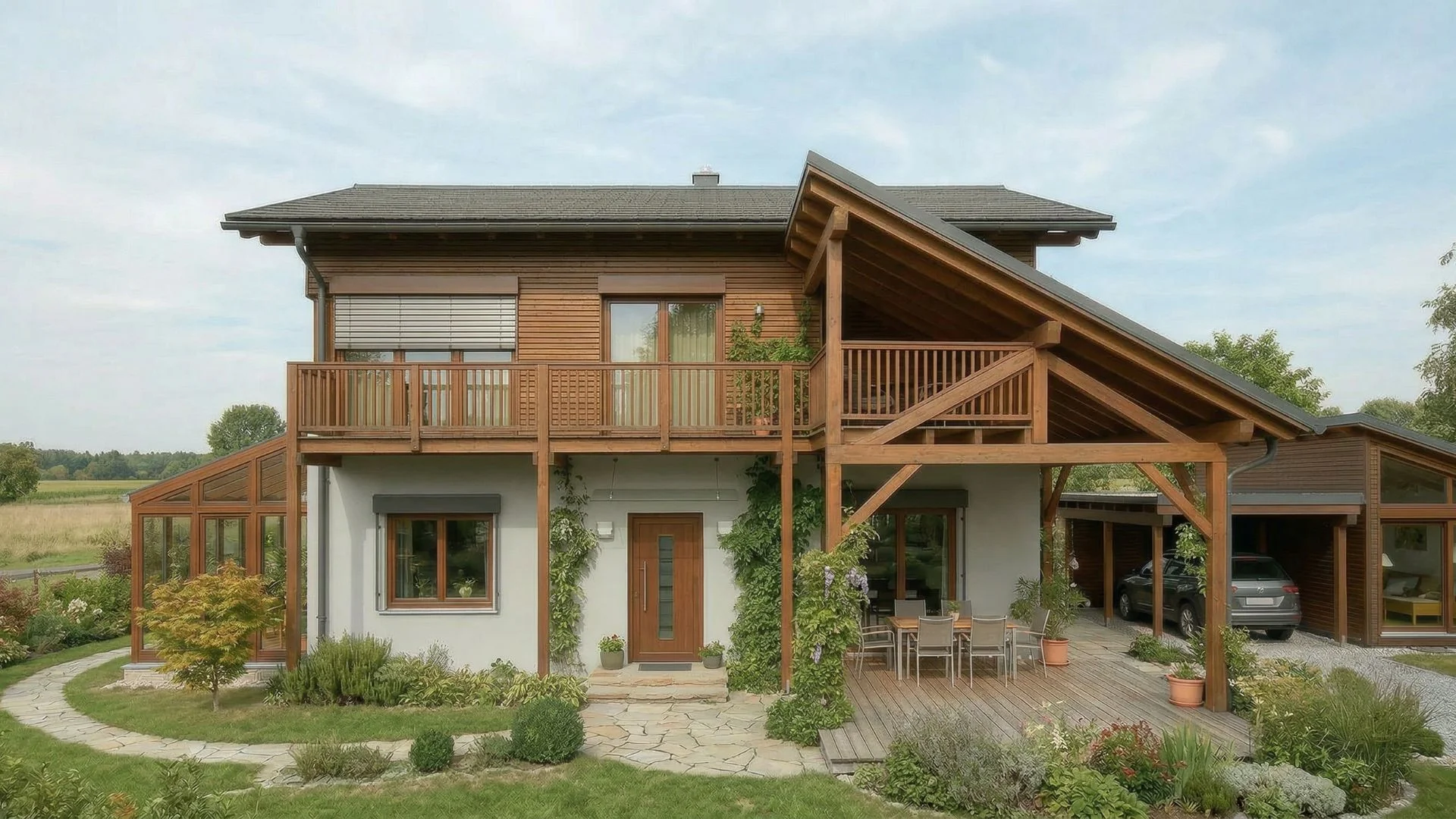Ideen mit Holz - Haus - KI-generiertes Bild